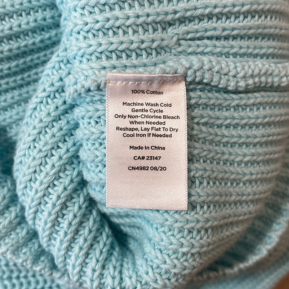 Talbots Light Bluish Green Chunky Knit 100% Cotton Sweater - Size XL - Picture 7 of 7